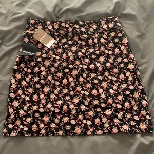 Flower stretch jean skirt